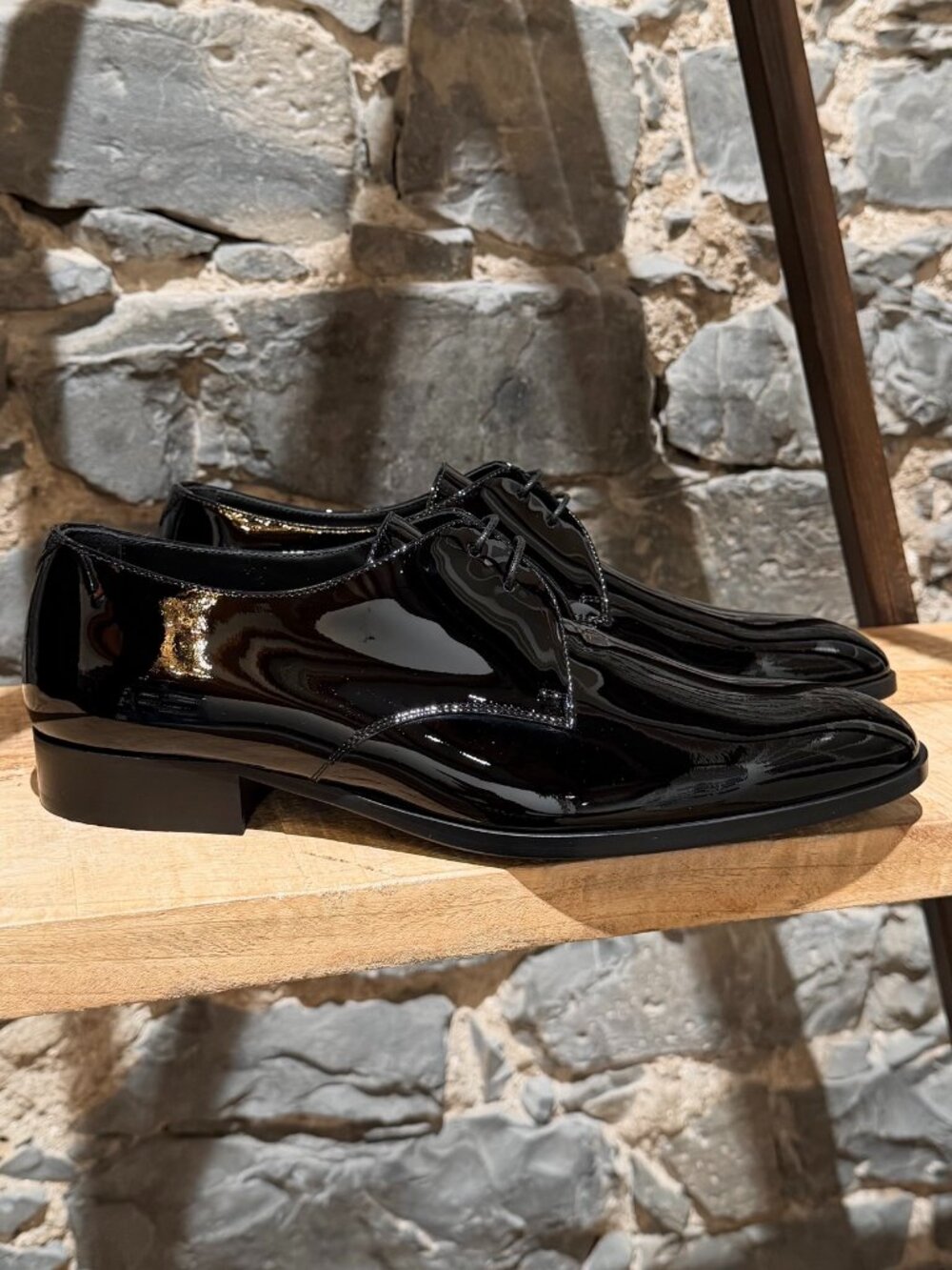 Saint Laurent Black Patent Leather Gabriel Derbies Shoes